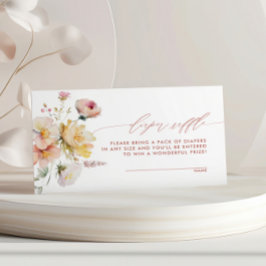Cartão De Informações Boho Garden Rosa Flores Fralda Raffle