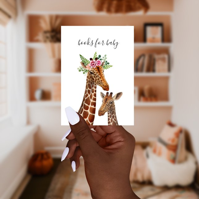 Cartão De Informações Boho Giraffe Mama + Pedido de Livro de Bebê (Criador carregado)