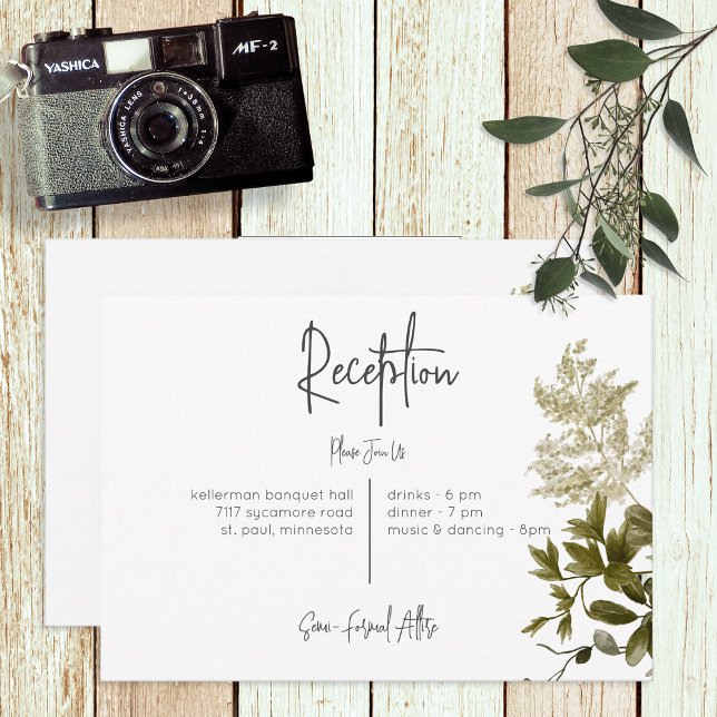 Cartão De Informações Boho Greenery Recepção Floral Moderna Casamento (Criador carregado)