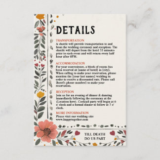 Cartão De Informações Boho Letterpress Style Skeleton Tarot Wedding