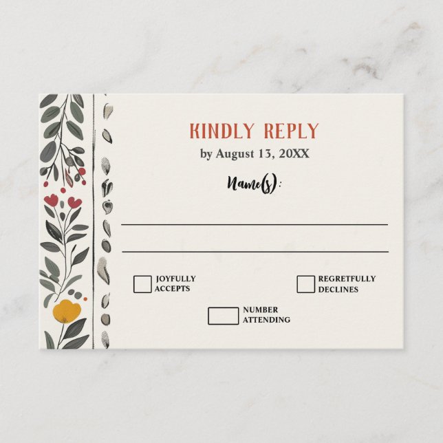 Cartão De Informações Boho Letterpress Style Skeleton Tarot Wedding RSVP (Frente)
