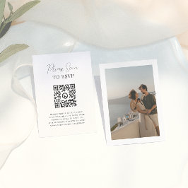 Cartão De Informações Boho Moderno Calliografia QR Código Foto Casamento