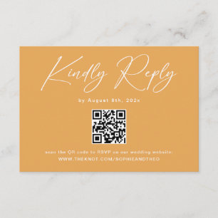 Cartão De Informações Boho Mustard Yellow Código QR Casamento RSVP