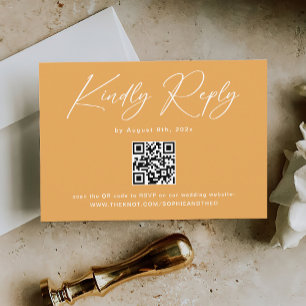Cartão De Informações Boho Mustard Yellow Código QR Casamento RSVP