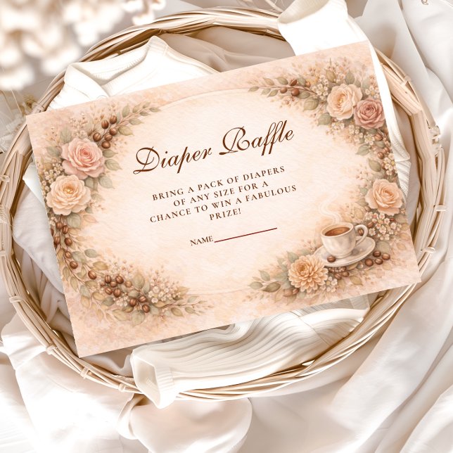 Cartão De Informações Boho Neutral A Baby Is Brewing Diapper Raffle (Criador carregado)