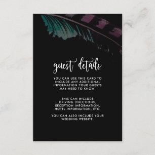 Cartão De Informações Boho Nights Black with Feather WedDetail