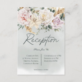 Cartão De Informações Boho Pampas e Rosas Rosa Casamento de Recepção Ver