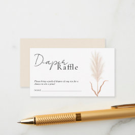 Cartão De Informações Boho Pampas Grass Baby Shower Diaper Raffle