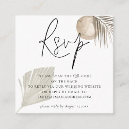 Cartão De Informações Boho Pampas Grass Código QR Casamento RSVP