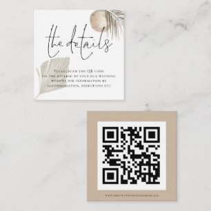 Cartão De Informações Boho Pampas Grass Código QR Detalhes de Casamento