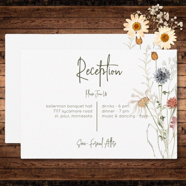 Cartão De Informações Boho Pastel Selvagens Flores Modernas Recepção Flo (Boho Pastel Wildflowers Modern Floral Reception Enclosure Card)