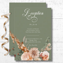 Cartão De Informações Boho Peach & Rust Sage Floral Recepção Verde