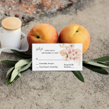 Boho Pink & Beige Floral Pampas 2SM Sem RSVP de Re