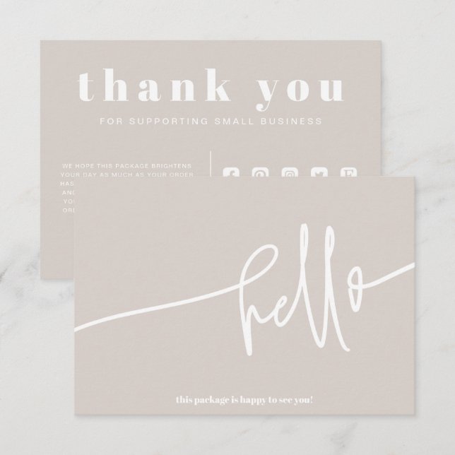 Cartão De Informações Boho Pink Olá Obrigado Encomendar Pequenas Empresa (Frente/Verso)