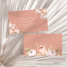 Cartão De Informações Boho Pink Peonies Weding Registry Card