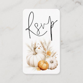 Cartão De Informações Boho Pumpkins Script QR Code Wedding RSVP