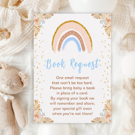 Cartão De Informações Boho Rainbow Blue Chá de fraldas Book Request