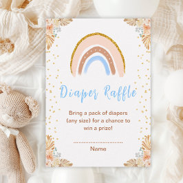 Cartão De Informações Boho Rainbow Blue Fralda Raffle