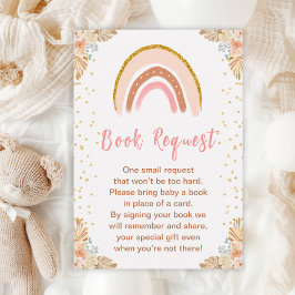Cartão De Informações Boho Rainbow Pink Chá de fraldas Book Request