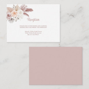 Cartão De Informações Boho Rosa Dourado Casamento Floral Elegante