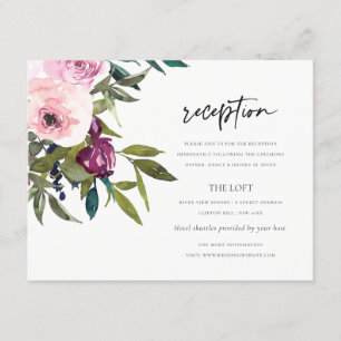 CARTÃO DE INFORMAÇÕES BOHO ROSADO BORGONHÊS FLORAL RAMALHETE CASAMENTO R