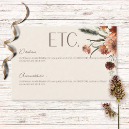 Cartão De Informações Boho Rust & Cream Fall Detalhes Florais