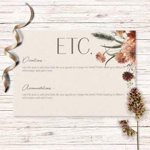 Cartão De Informações Boho Rust & Cream Fall Detalhes Florais