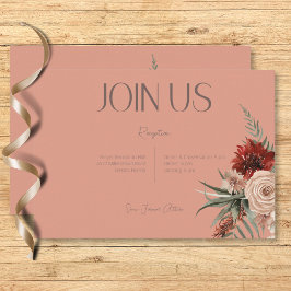 Cartão De Informações Boho Rust e Cream Queda Recepção Floral Pessura