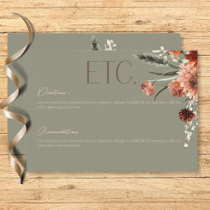Cartão De Informações Boho Rust & Neutral Fall Floral Sage Detalhes Verd