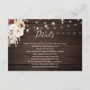 Cartão De Informações Boho Rustic Neutral Flowers Detalhes De Casamento 