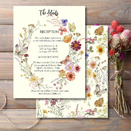 Cartão De Informações Boho Rústico Flor Silvestre