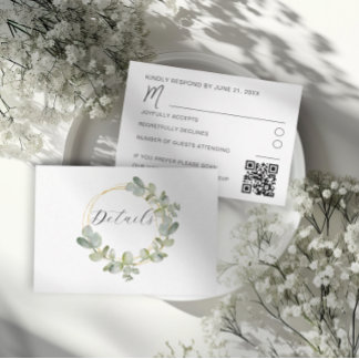 Cartão De Informações Boho Sage Green Eucalyptus Wreath Wedding Details