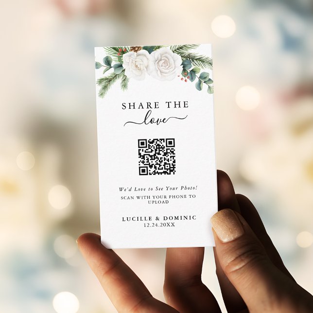 Cartão De Informações Boho Script Evergreen Casamento Compartilhe o Amor (Criador carregado)