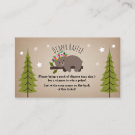 Cartão De Informações Boho Sleepy Bear Stars Fralda Raffle