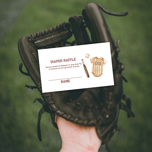 Cartão De Informações Boho Slugger Baseball Diaper Raffle Baby Shower  (Boho Slugger Baseball Diaper Raffle Baby Shower Enclosure Card)