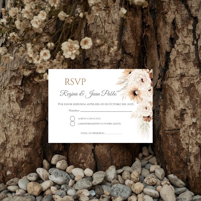Cartão De Informações Boho Spanish Wedding RSVP Card (Criador carregado)