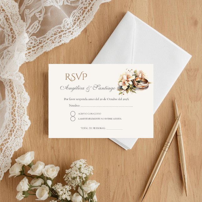 Cartão De Informações Boho Spanish Wedding RSVP Card (Criador carregado)