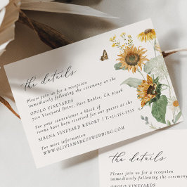 Cartão De Informações Boho Sunflower Ouro Rays Detalhes do Casamento Flo