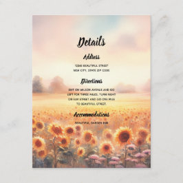 Cartão De Informações Boho Sunflower Rustic Watercolor Casamento