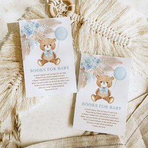 Cartão De Informações Boho Teddy Bear Blue Balloon Livros para Bebê Boy