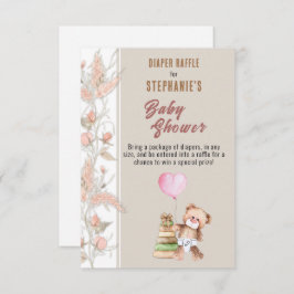 Cartão De Informações Boho Teddy Bear Fralda Raffle