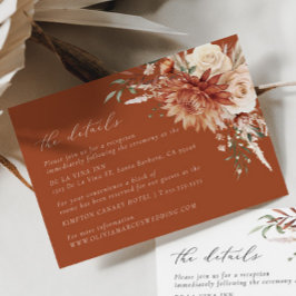 Cartão De Informações Boho Terracotta Dahlia Casamento Elegante Floral