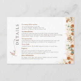 Cartão De Informações Boho Terracotta - Detalhes do Casamento Floral