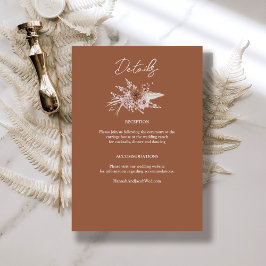 Cartão De Informações Boho Terracotta - Detalhes do Casamento Floral
