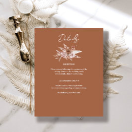 Cartão De Informações Boho Terracotta - Detalhes do Casamento Floral