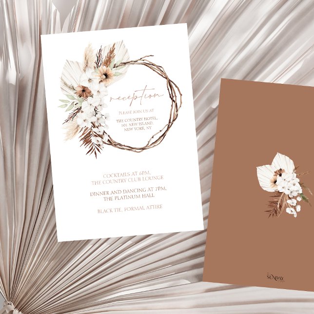 Cartão De Informações Boho Terracotta Floral Wreath Recepção de casament (Boho Terracotta Floral Wreath Wedding Reception Enclosure Card)