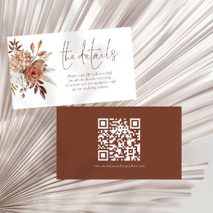 Cartão De Informações Boho Terracotta Florals QR Code Detalhes de Casame
