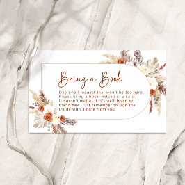 Cartão De Informações Boho Terracotta Pampas Grass Traga um Livro