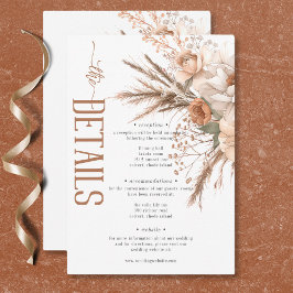 Cartão De Informações Boho Terracotta Pêssego & Creme Detalhes Florais B