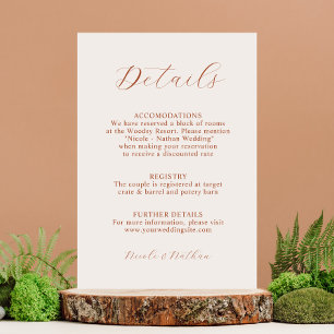 Cartão De Informações Boho Terracotta Rust Flower Weds   Detalhes Encl